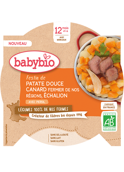 BABYBIO Sladké zemiaky s kačacím mäsom, šalotkou a rozmarínom 230 g