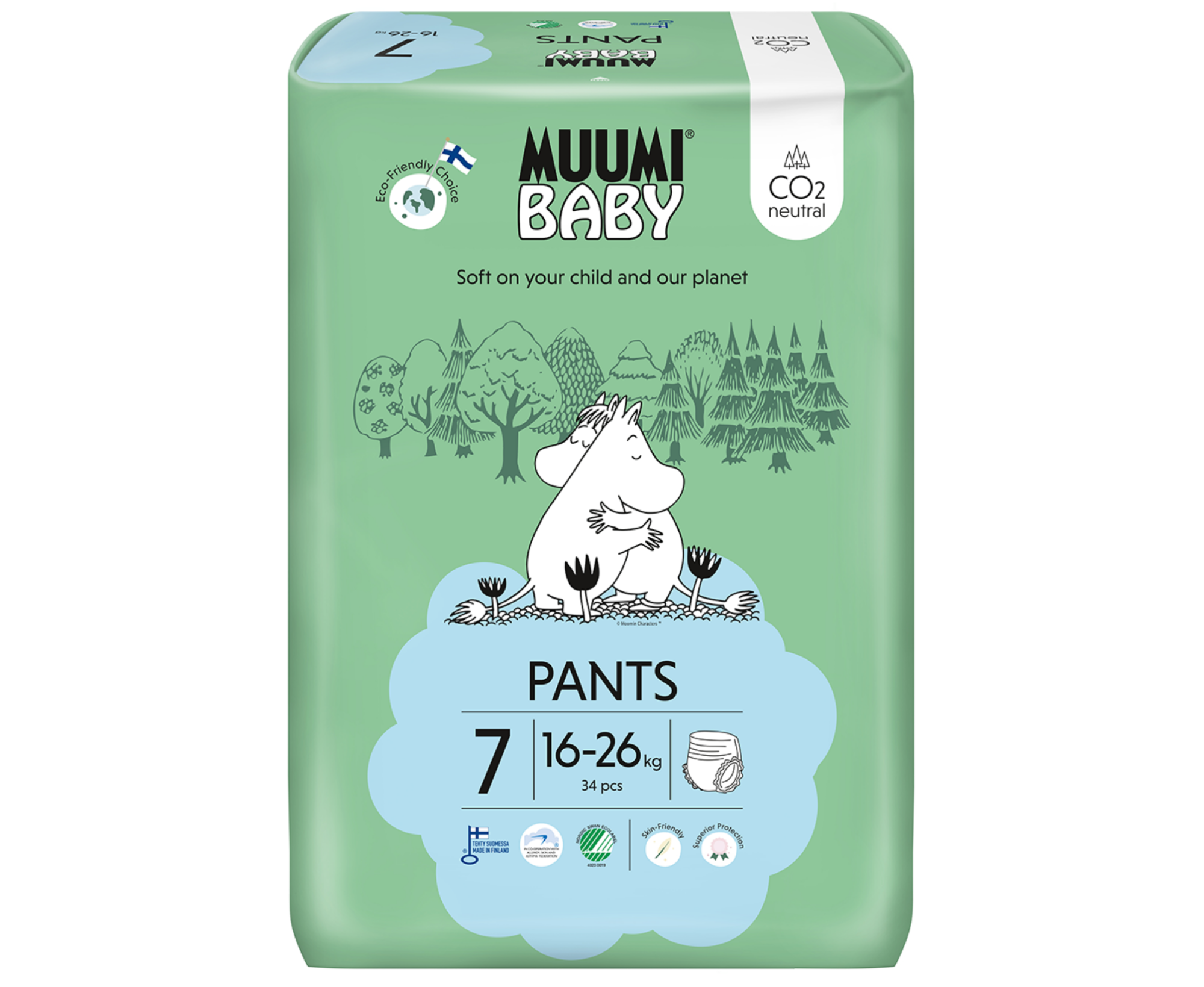 MUUMI BABY Nohavičky plienkové jednorázové 7 XL 16-26kg, 34 ks kúpite na Pilulka.sk