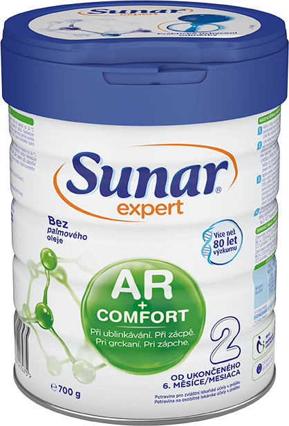 Sunar Expert AR+Comfort 2 pokračovacie dojčenské mlieko pri grckaní, zápche a kolikách 700 g