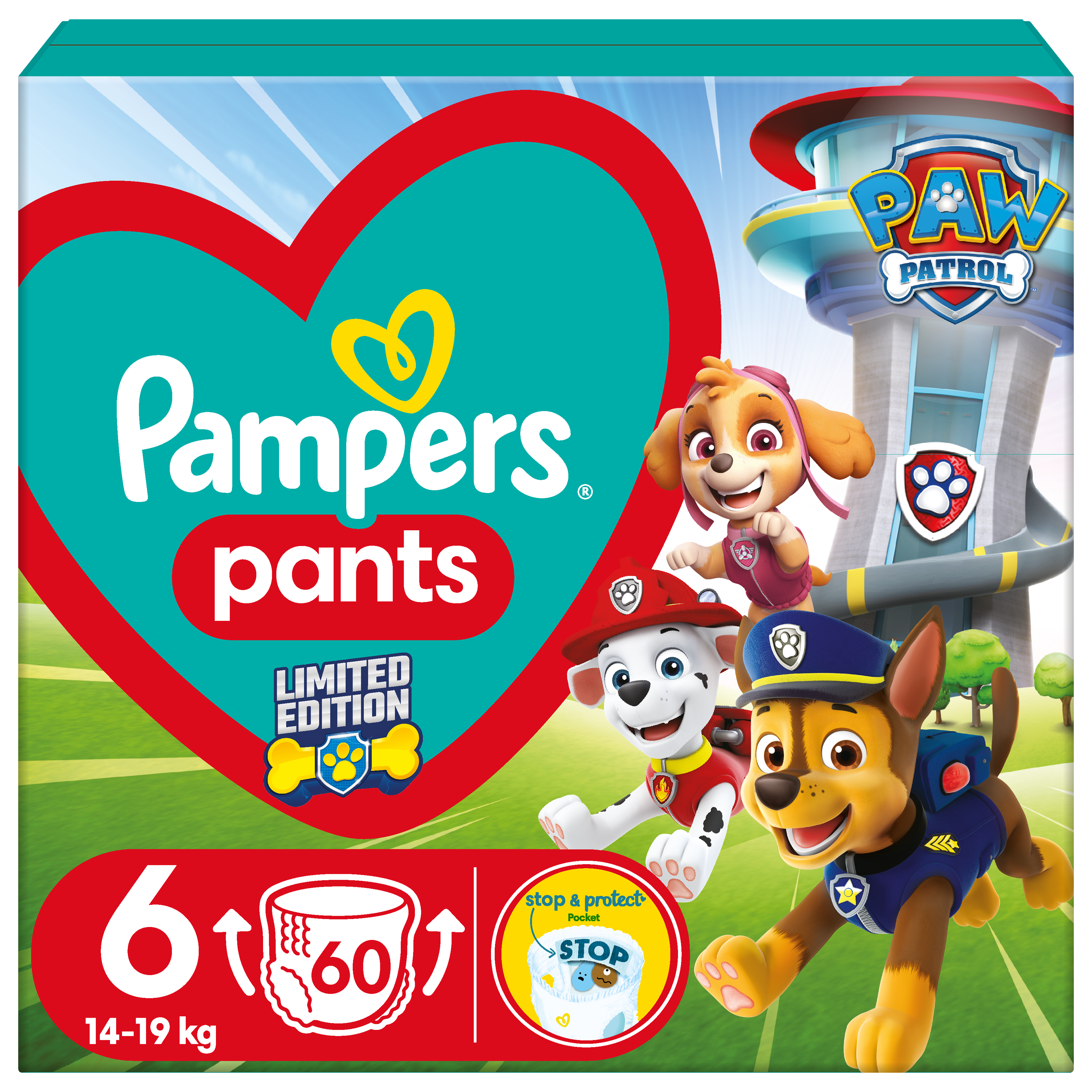 Pampers Active Baby Pants Paw Patrol Plienky nohavičkové vel. 6, 60 ks