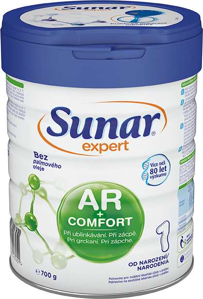 Sunar Expert AR+Comfort 1 počiatočné dojčenské mlieko pri grckaní, zápche a kolikách 700 g