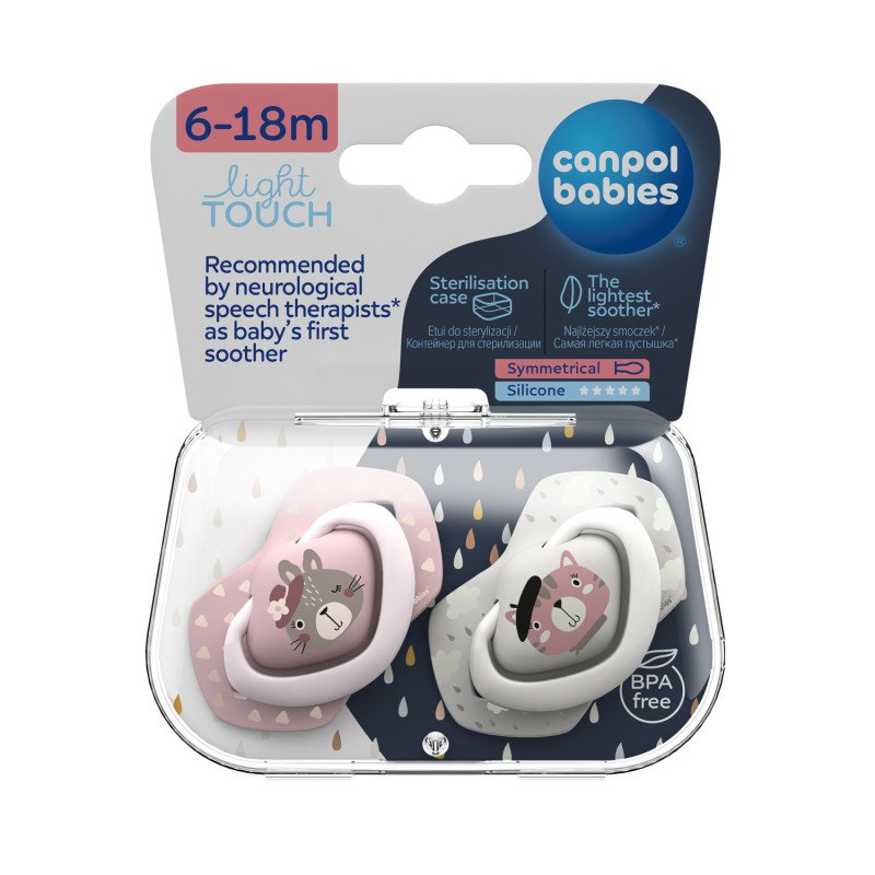 Canpol babies Set symetrických silikónových cumlíkov BONJOUR PARIS ružový 6-18m 2 ks
