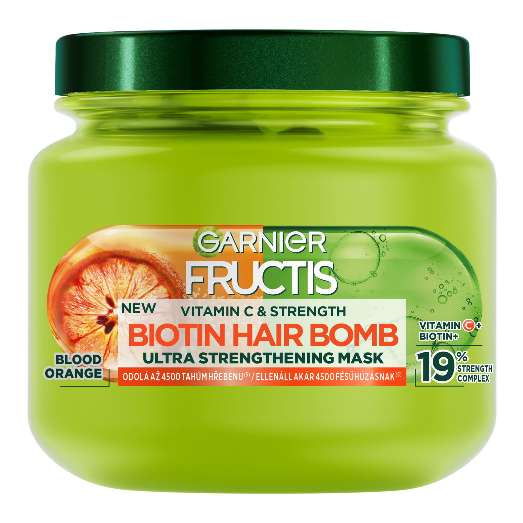 GARNIER Fructis Vitamin & Strength Ultra posilňujúca Biotin Hair Bomb maska na slabé vlasy, 320 ml