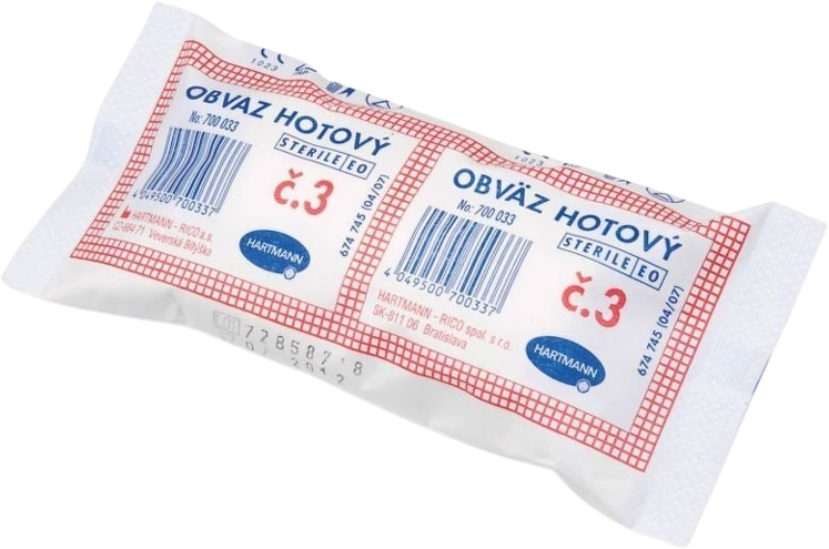 Hartmann Obväz hotový sterilný č.3 - ovínadlo a 2 vankúšiky