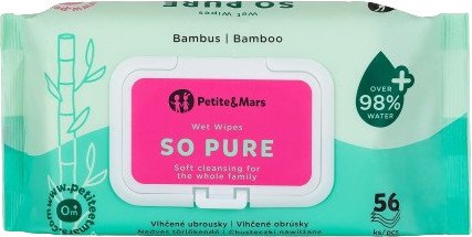 PETITE&MARS Obrúsky vlhčené SO PURE bambusové bioodbúrateľné 56 ks kúpite na Pilulka.sk