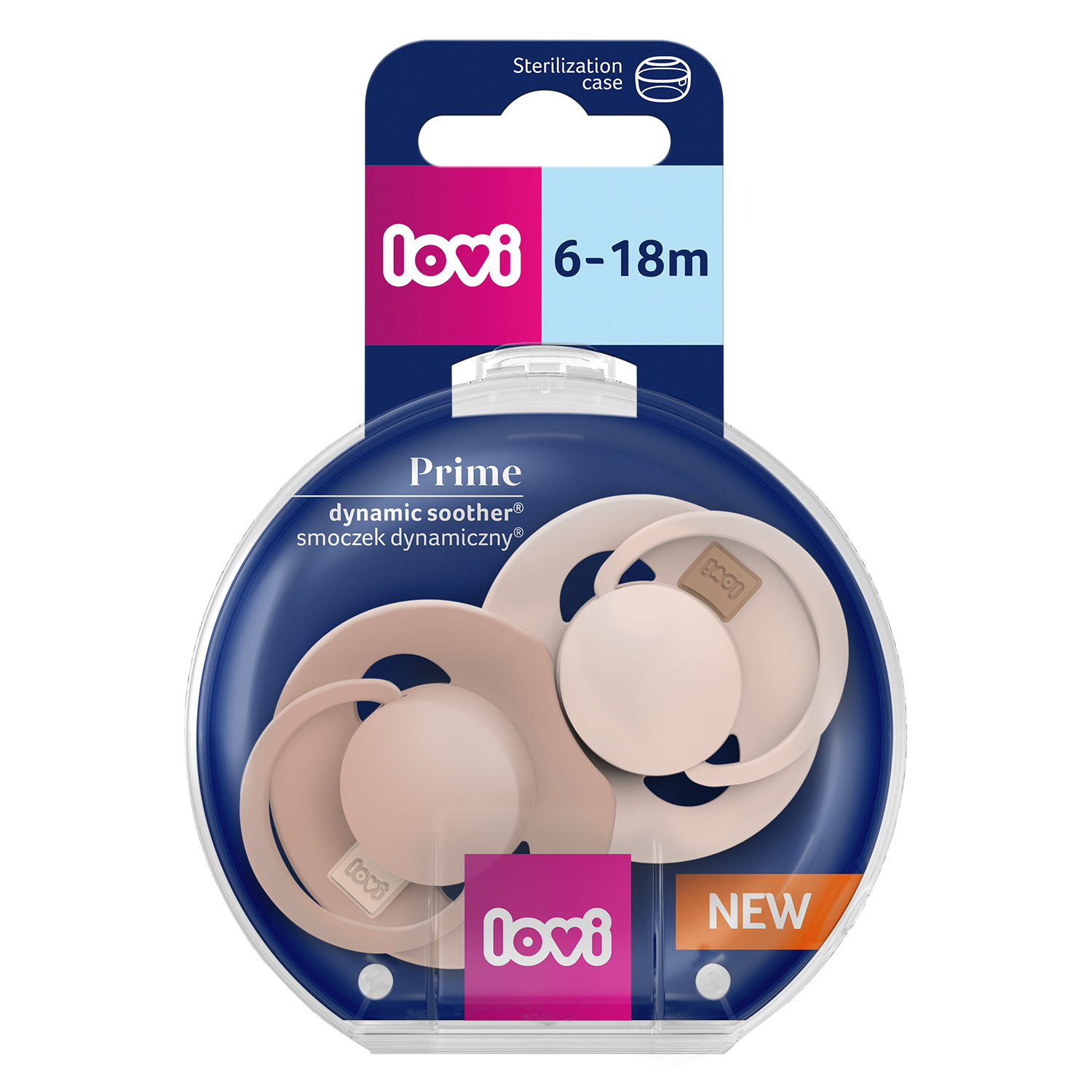 LOVI Dudlík silikonový dynamický PRIME 6-18m Nude/Blush 2 ks