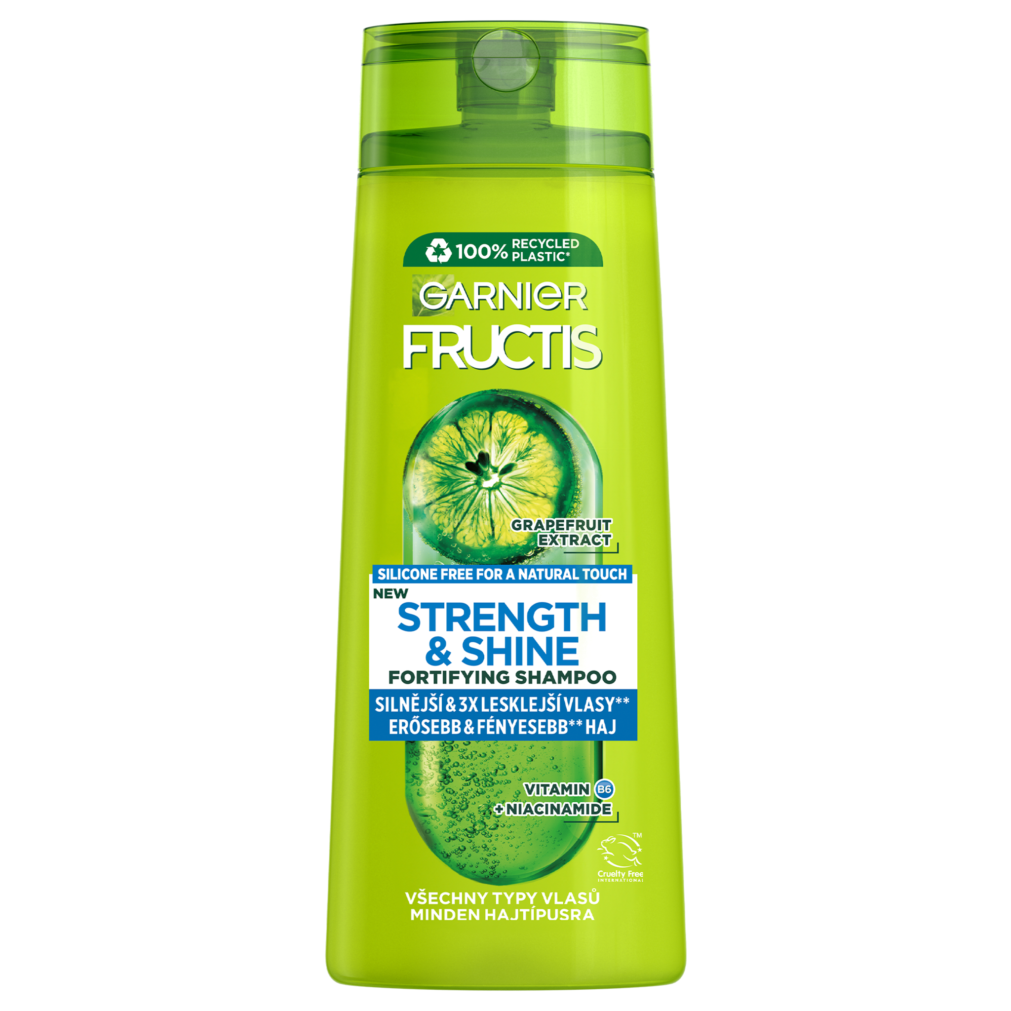 E-shop Garnier Fructis Strength & Shine Posilující šampon pro všechny typy vlasů bez lesku a síly, 400 ml