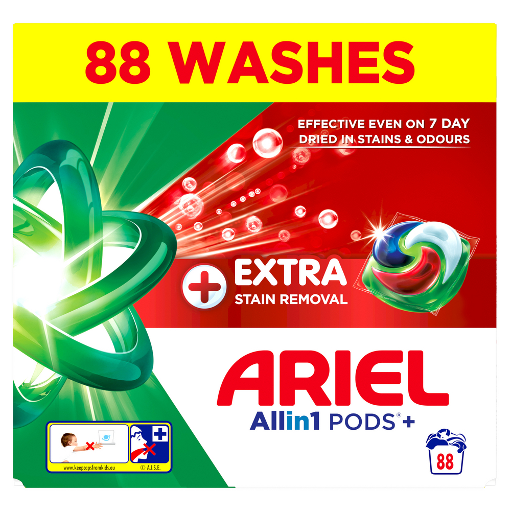 ARIEL Allin1 PODS +, Extra stain removal, kapsle na praní, 88 ks