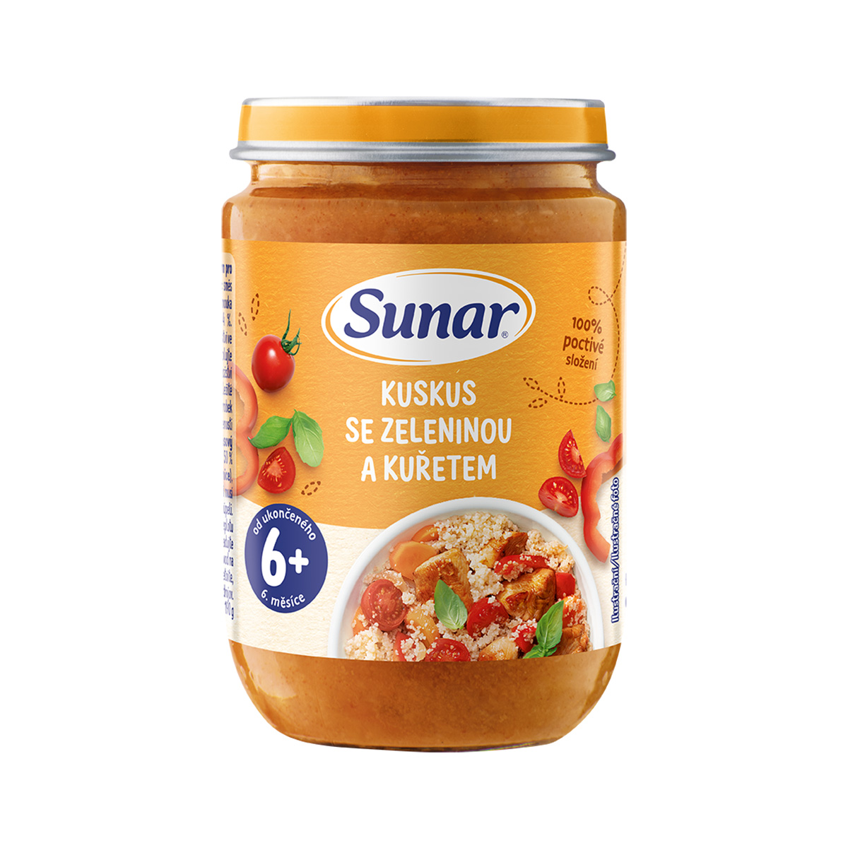 Sunar Príkrm kuskus so zeleninou a kuraťom 6m+, 190 g