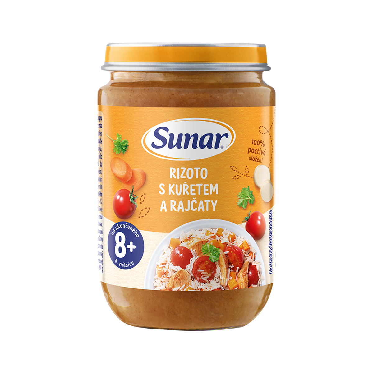 SUNAR Příkrm rizoto s kuřetem a rajčaty 8m+, 190 g
