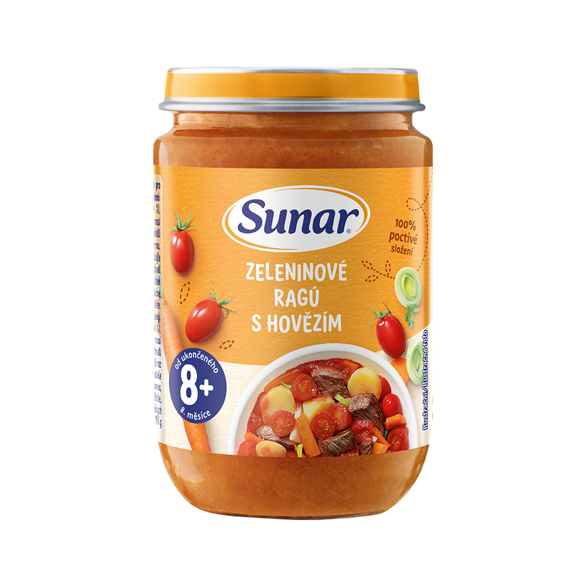 Sunar Príkrm zeleninové ragú s hovädzím 8m+, 190 g