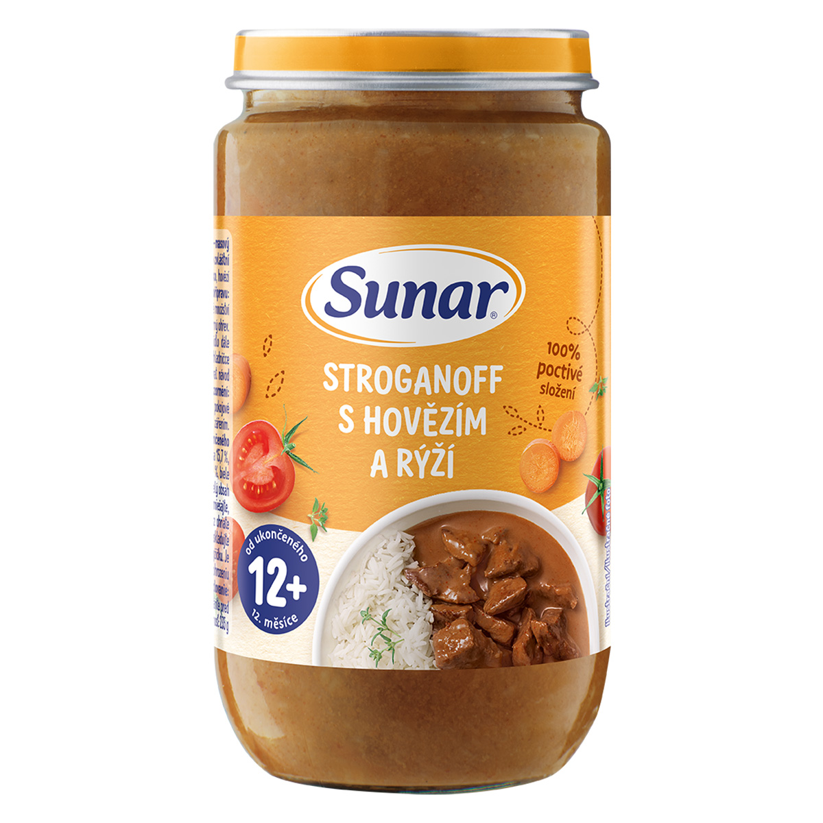SUNAR Příkrm stroganoff s hovězím a rýží 12m+, 235 g