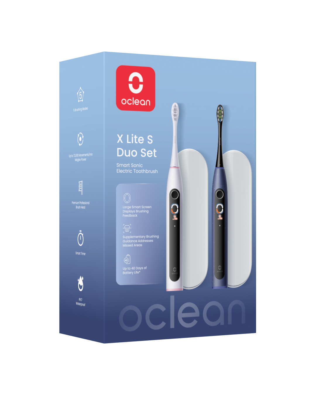 OCLEAN X Lite S DUO Set, Dark Blue + Grey, sonické kartáčky 2 ks