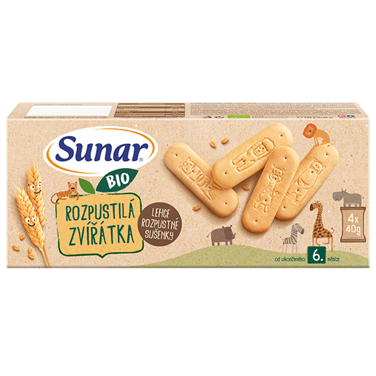 SUNAR Sunar BIO sušenky Rozpustilá zvířátka 160 g