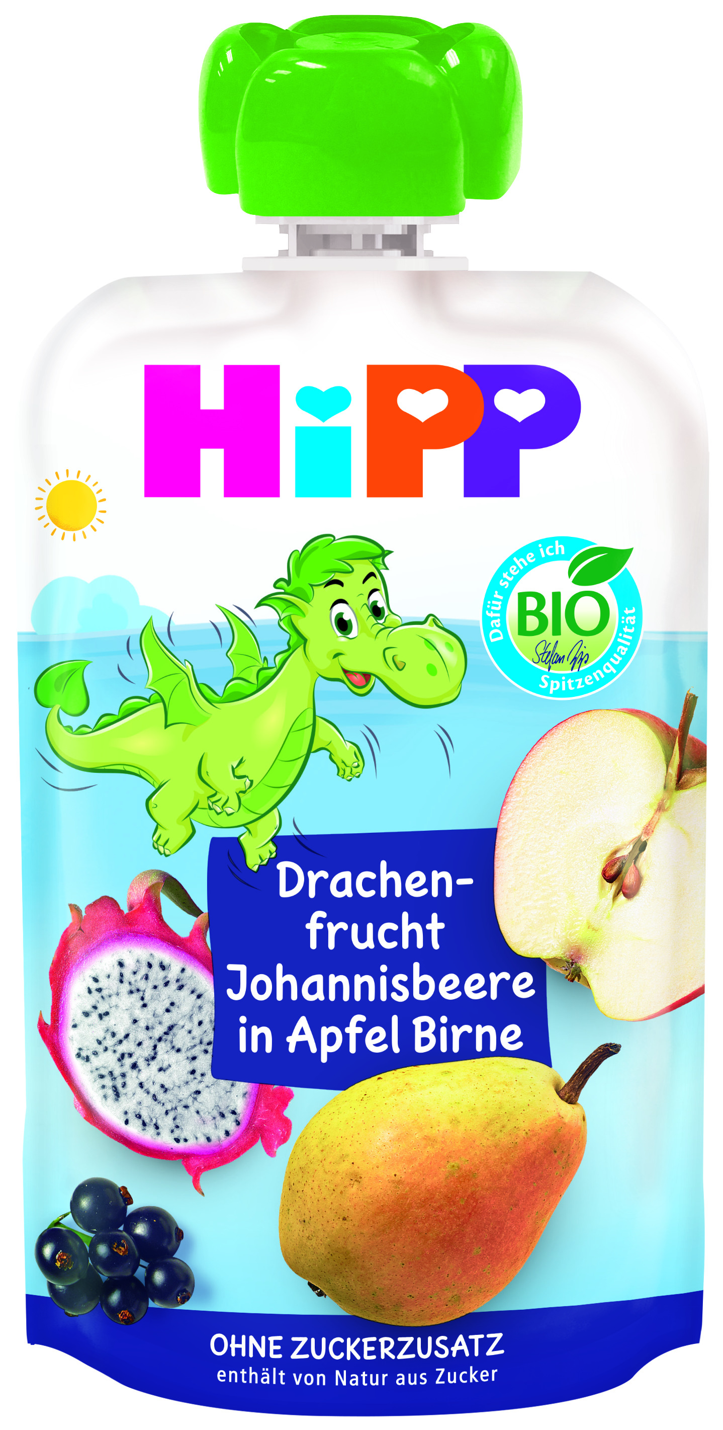 HIPP BIO Hippis 100% ovoce Jablko-Hruška-Dračí ovoce-Rybíz 100 g