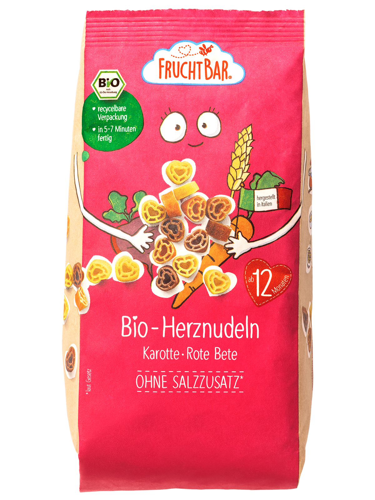 FRUCHTBAR BIO Cestoviny srdiečka s mrkvou, repou a pšenicou 300 g