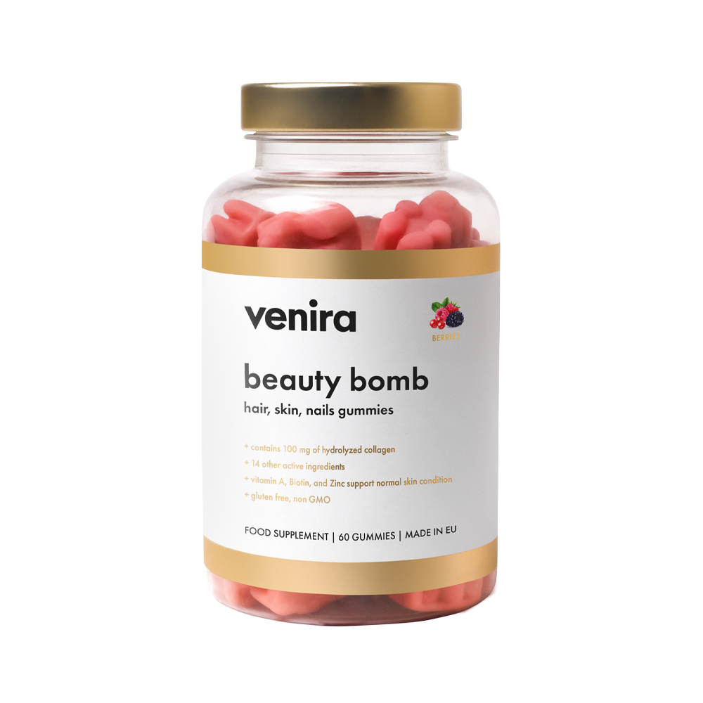 VENIRA Beauty bomb hair nail skin gummies lesní plody 60 ks