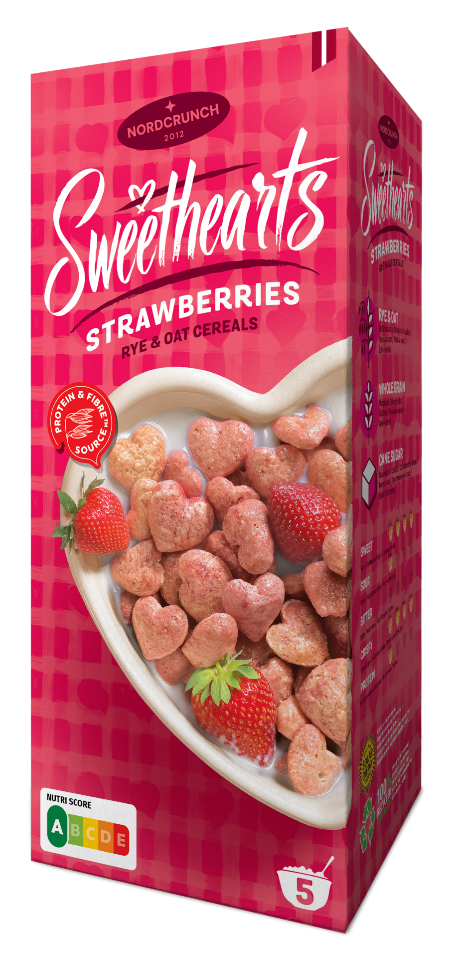 NORDCRUNCH Sweethearts Cereální srdíčka s jahodami 150 g