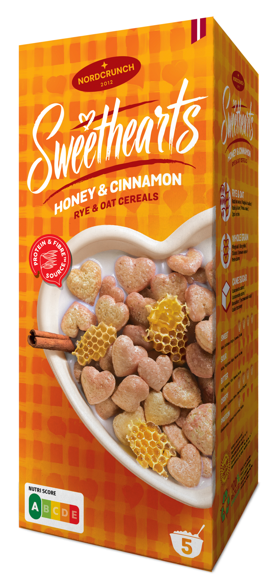 NORDCRUNCH Sweethearts Cereální srdíčka s medem a skořicí 150 g