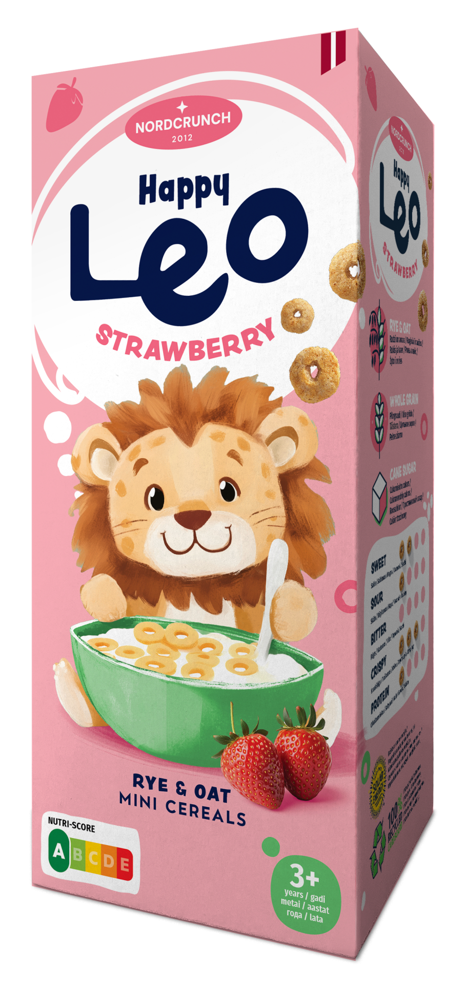 NORDCRUNCH Happy Leo Cereální kroužky s jahodami 150 g