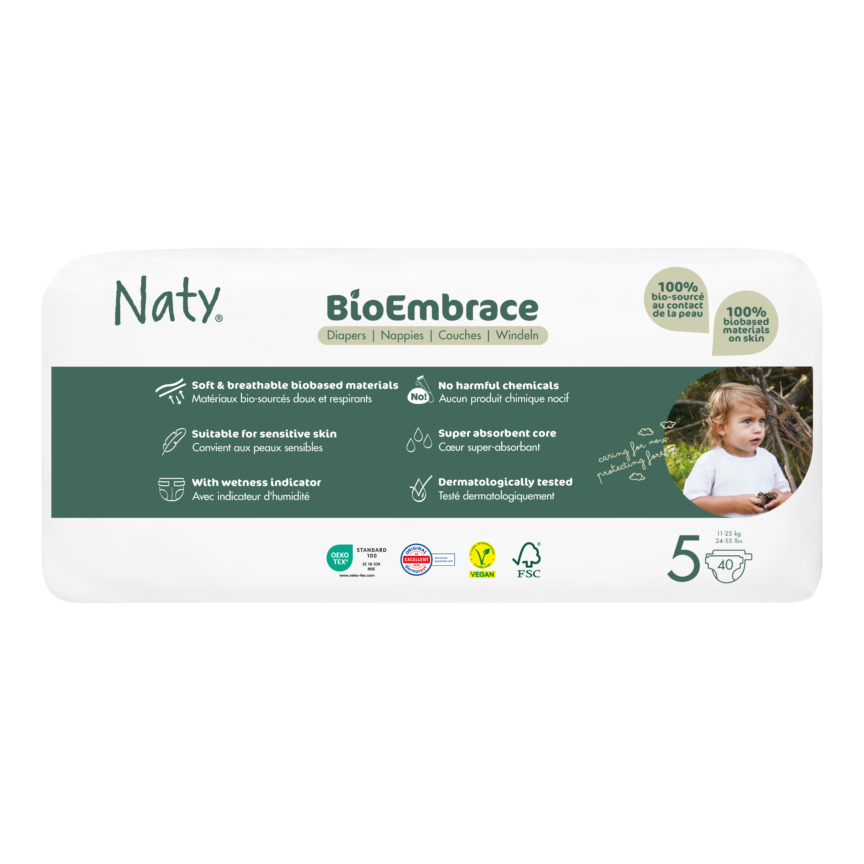 NATY Plenky BioEmbrace Junior 11 - 25 kg Economy pack 40 ks