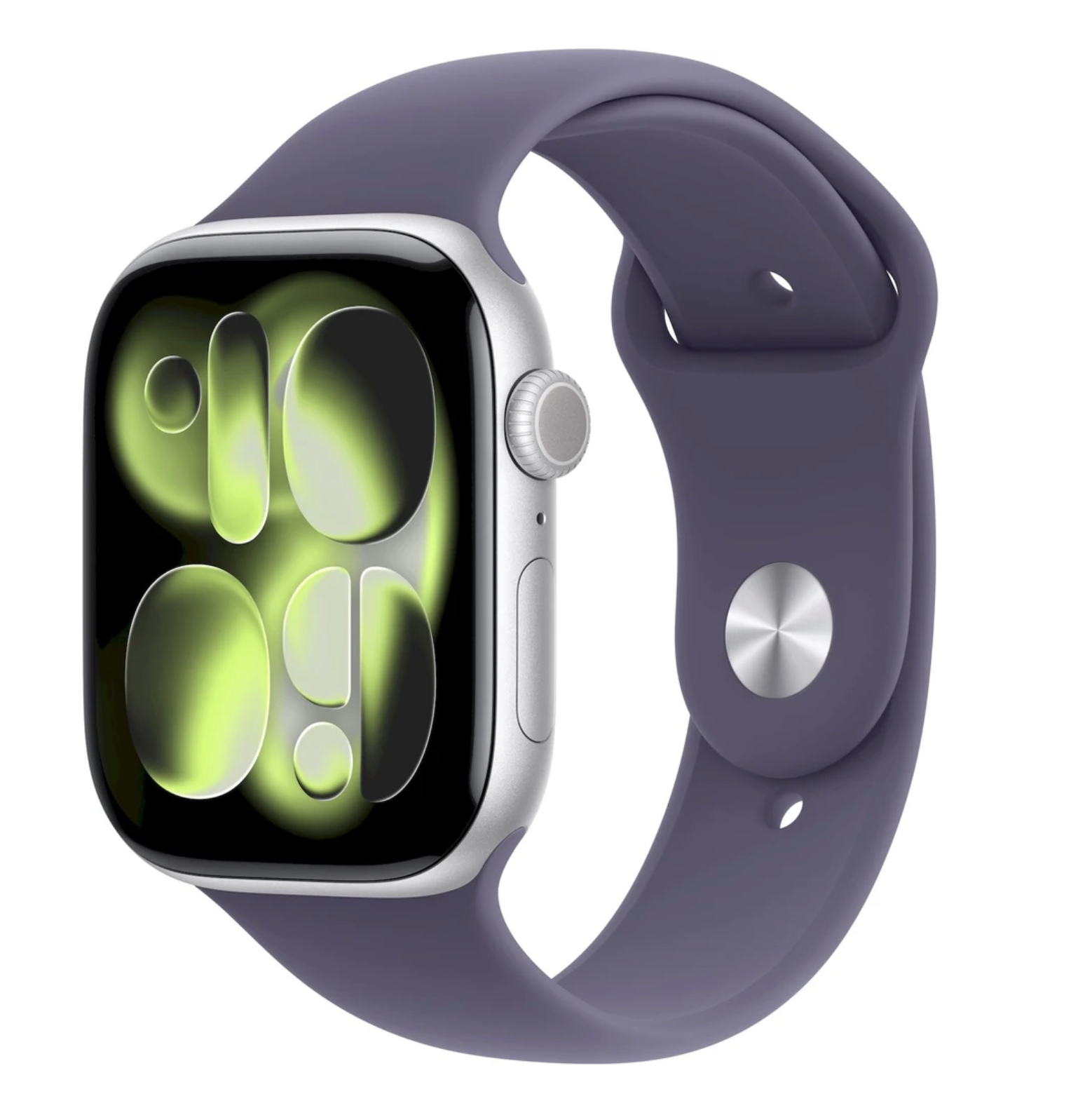 APPLE Watch 11 GPS + Cellular 42mm stříbrný hliník - mlžně fialový sportovní řemínek - M/L