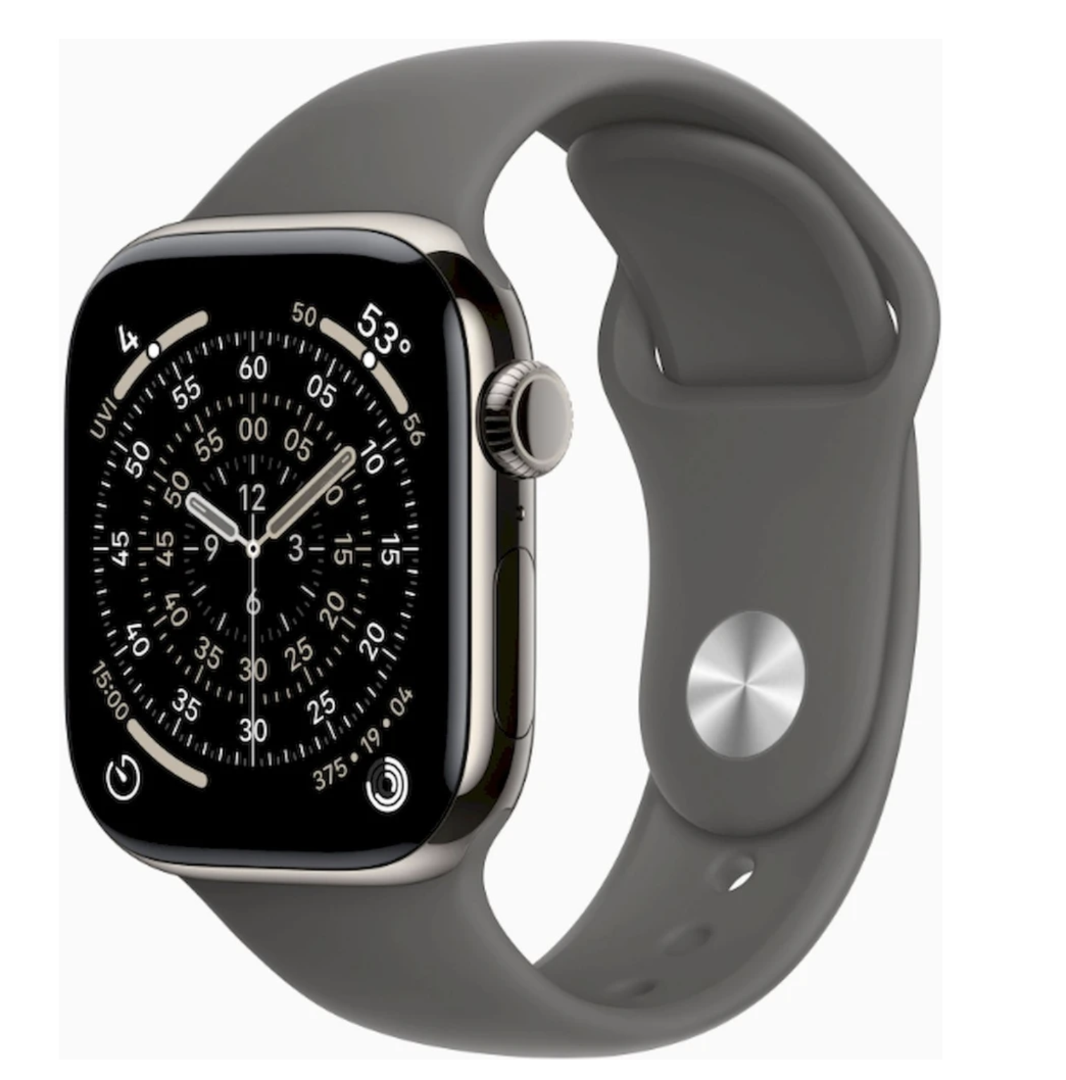 APPLE Watch 11 GPS + Cellular 42mm přírodní titan - skálově šedý sportovní řemínek - S/M