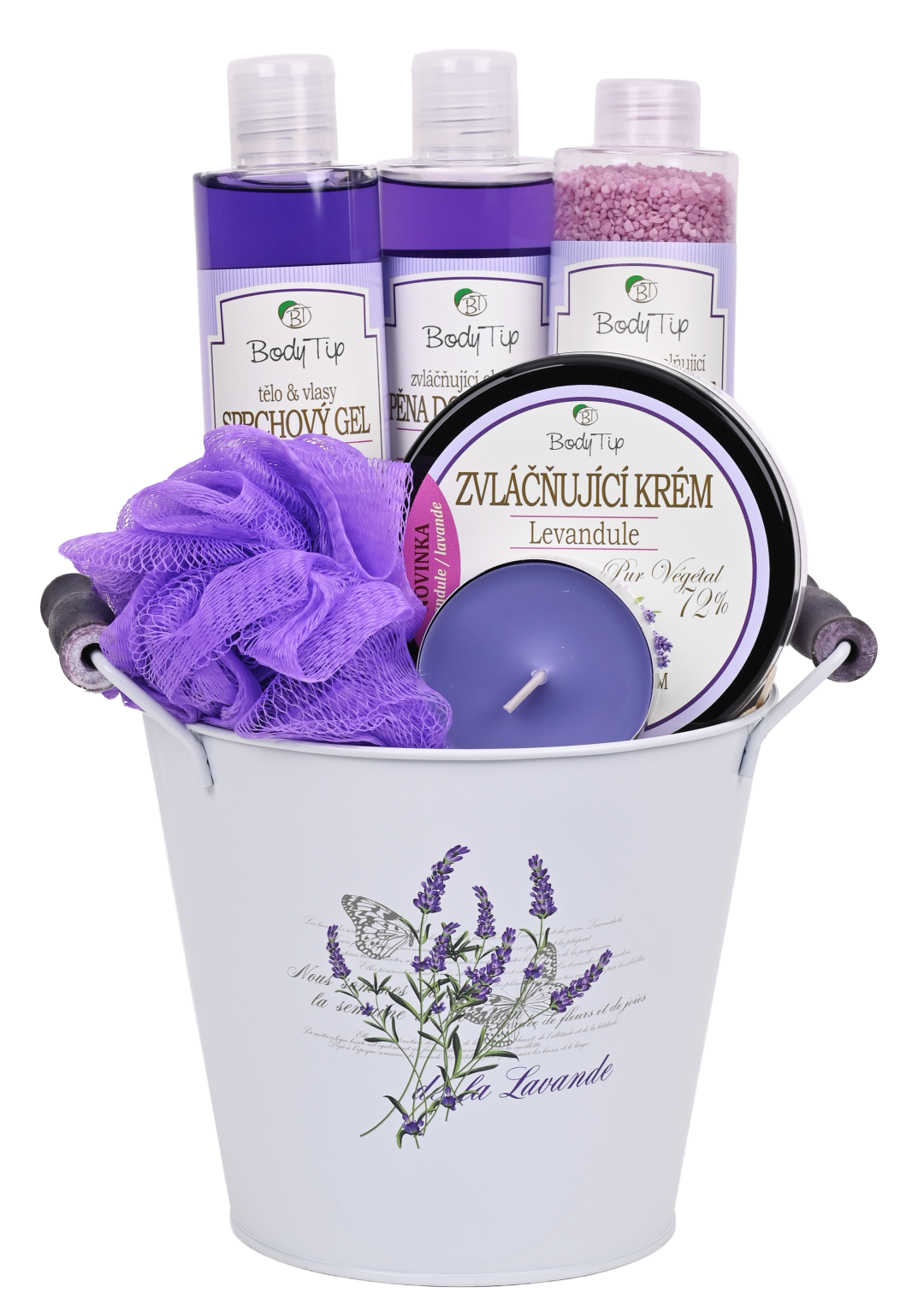 VIVACO Dárkové balení levandule - Krém na obličej a tělo + sprchový gel + pěna do koupele + sůl do koupele + 2x dárek