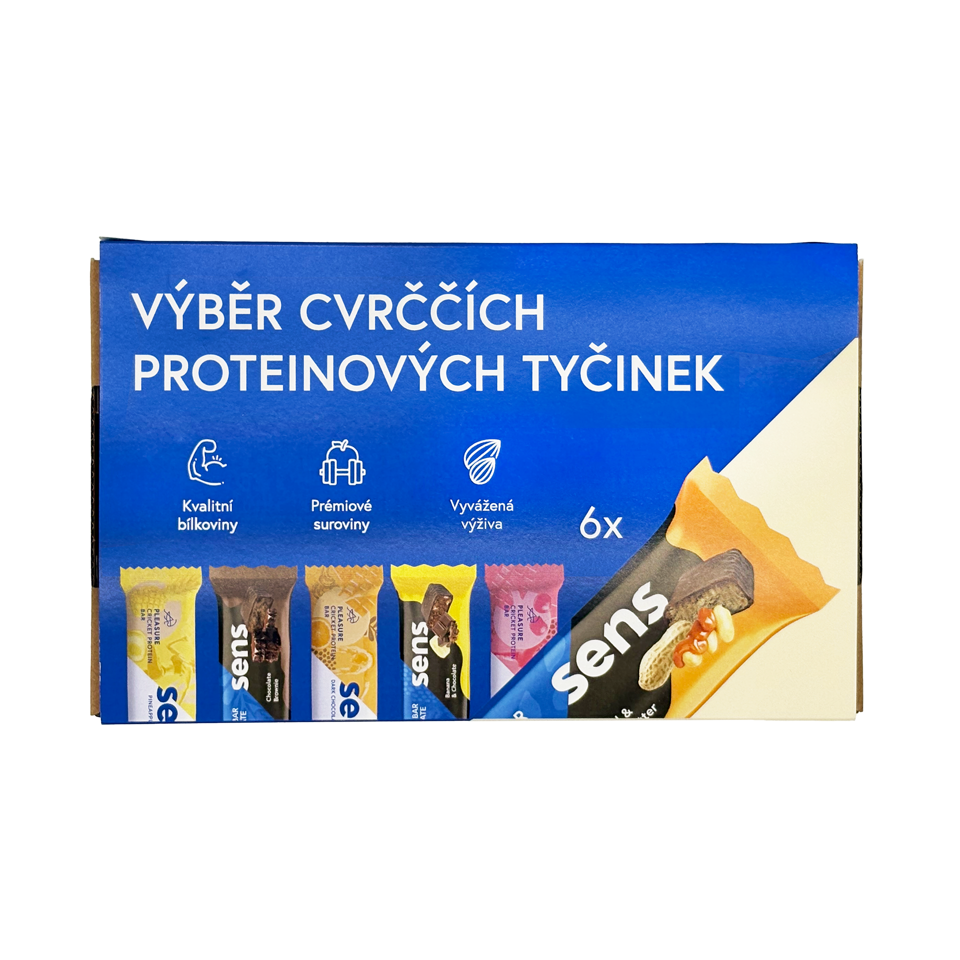 SENS Cvrččí proteinové tyčinky v dárkovém balení - starter pack 6 tyčinek