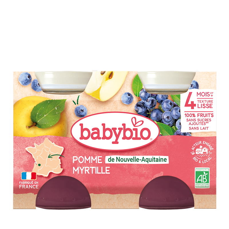 BABYBIO jablko, borůvky 2 x 130 g