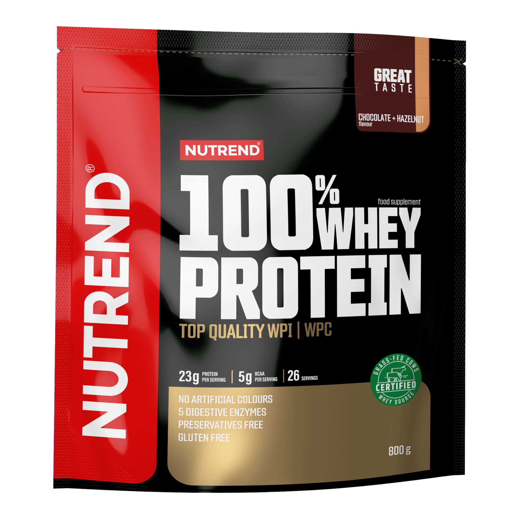NUTREND 100% Whey Protein Čokoláda + Lískový oříšek 800 g