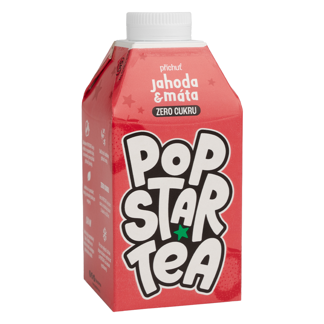 POPSTAR Tea Jahoda & Máta Zero 0.5 l