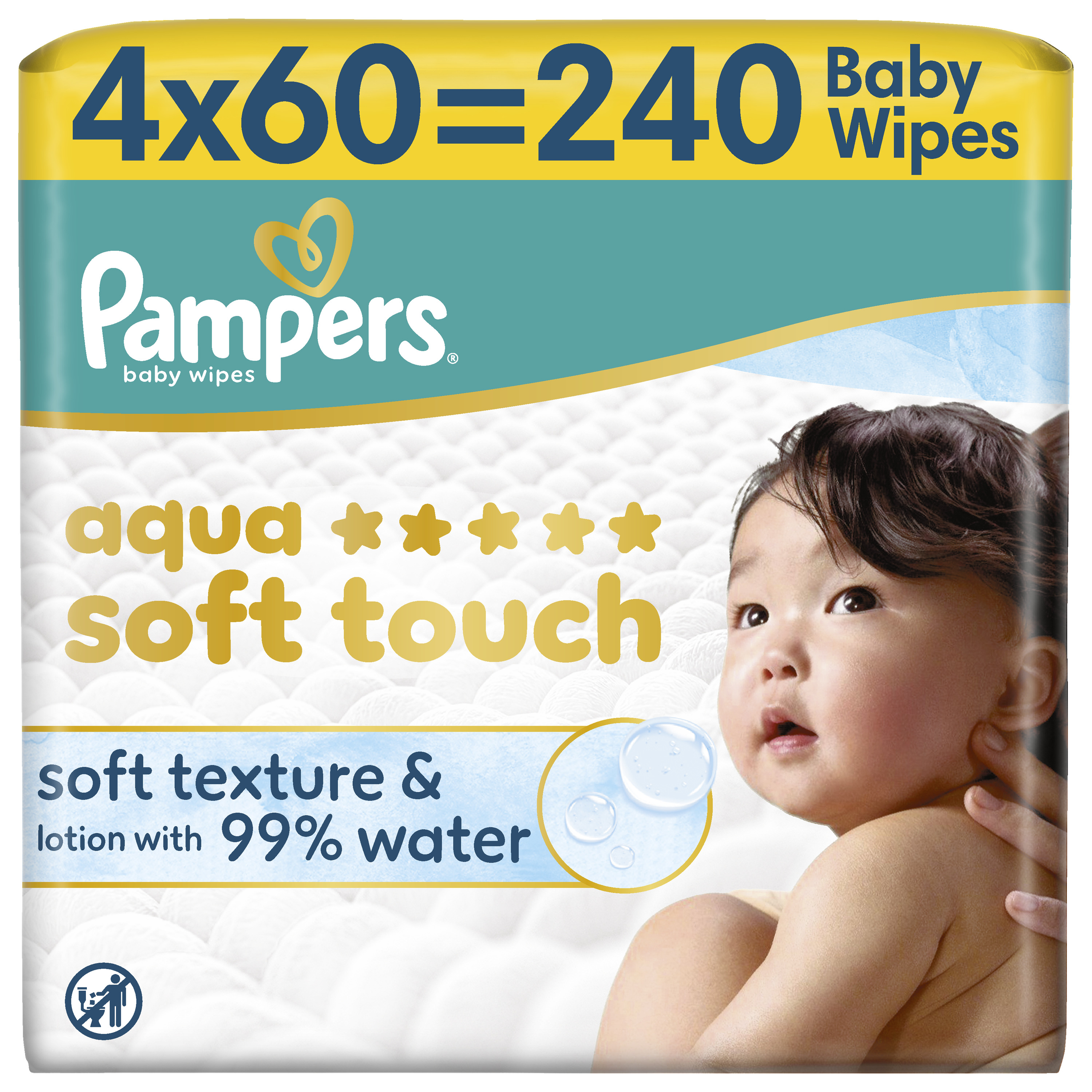 PAMPERS Dětské čisticí ubrousky, Aqua Soft Touch Baby 4 ks