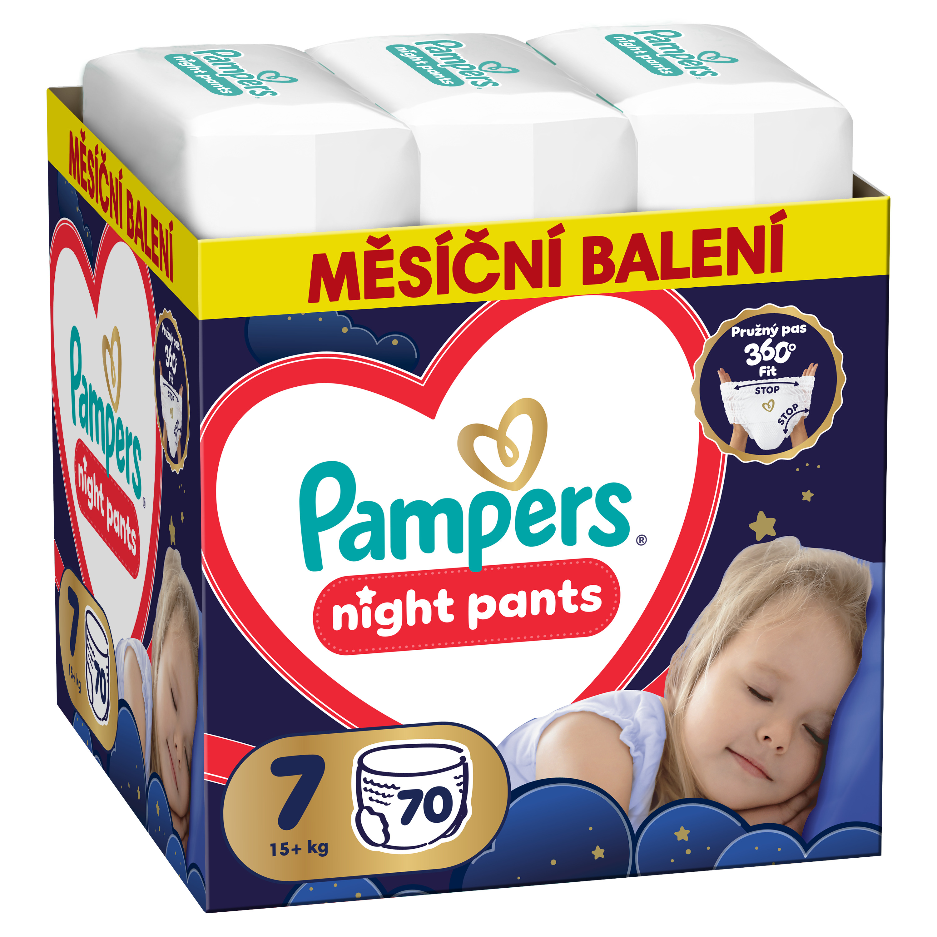 PAMPERS Plenkové kalhotky, Pants Night Velikost 7, 70 ks