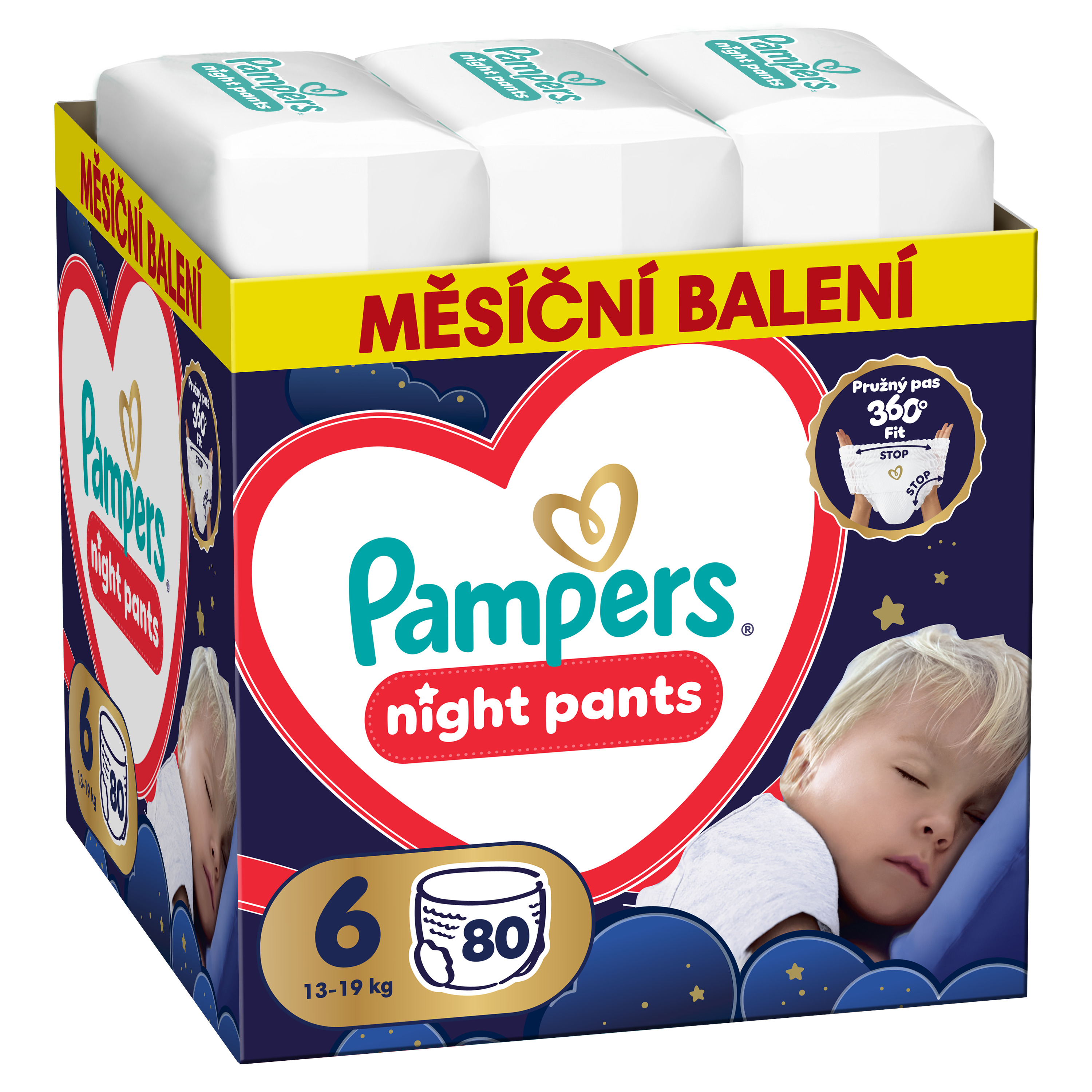 PAMPERS Plenkové kalhotky, Pants Night Velikost 6, 80 ks
