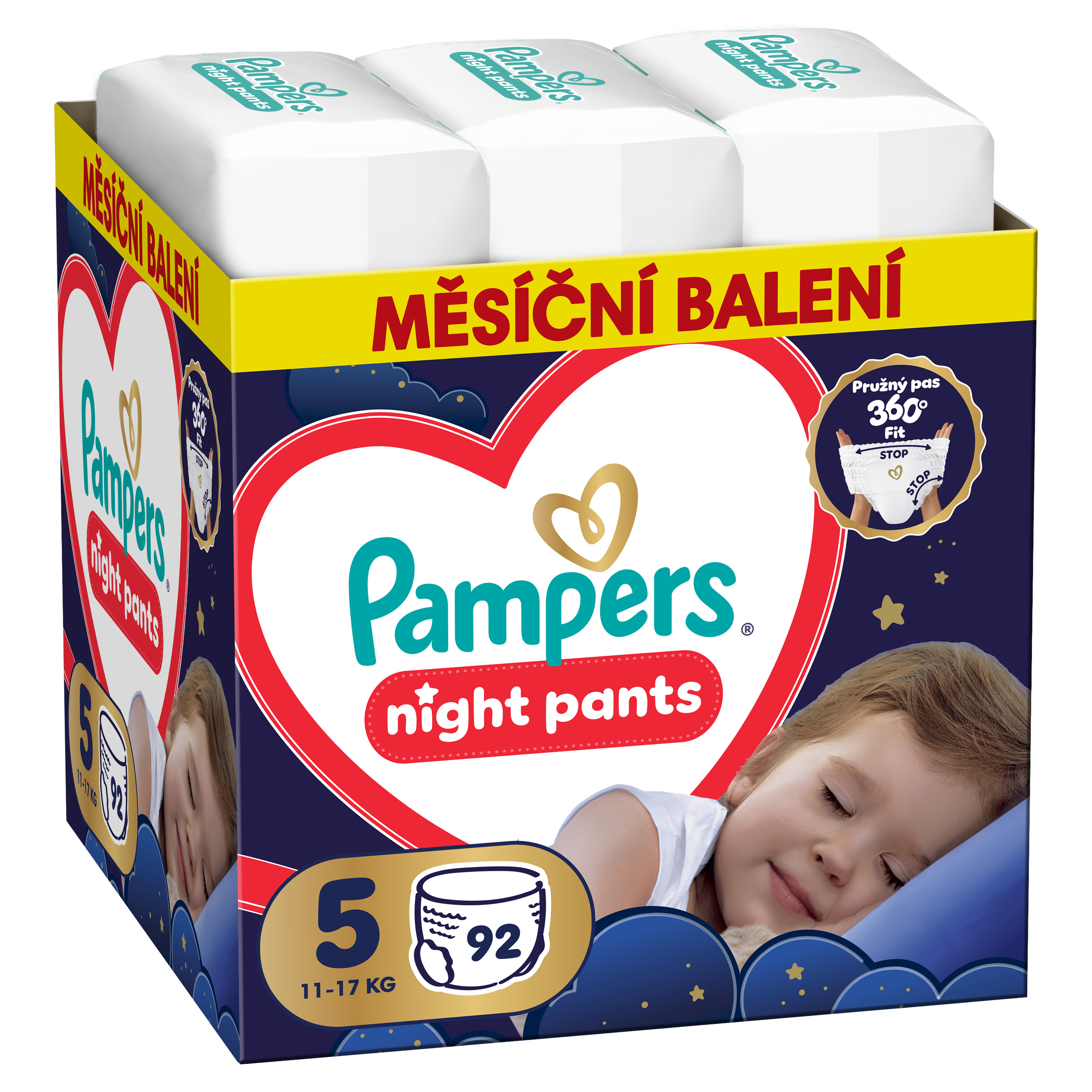 PAMPERS Plenkové kalhotky, Pants Night Velikost 5, 92 ks