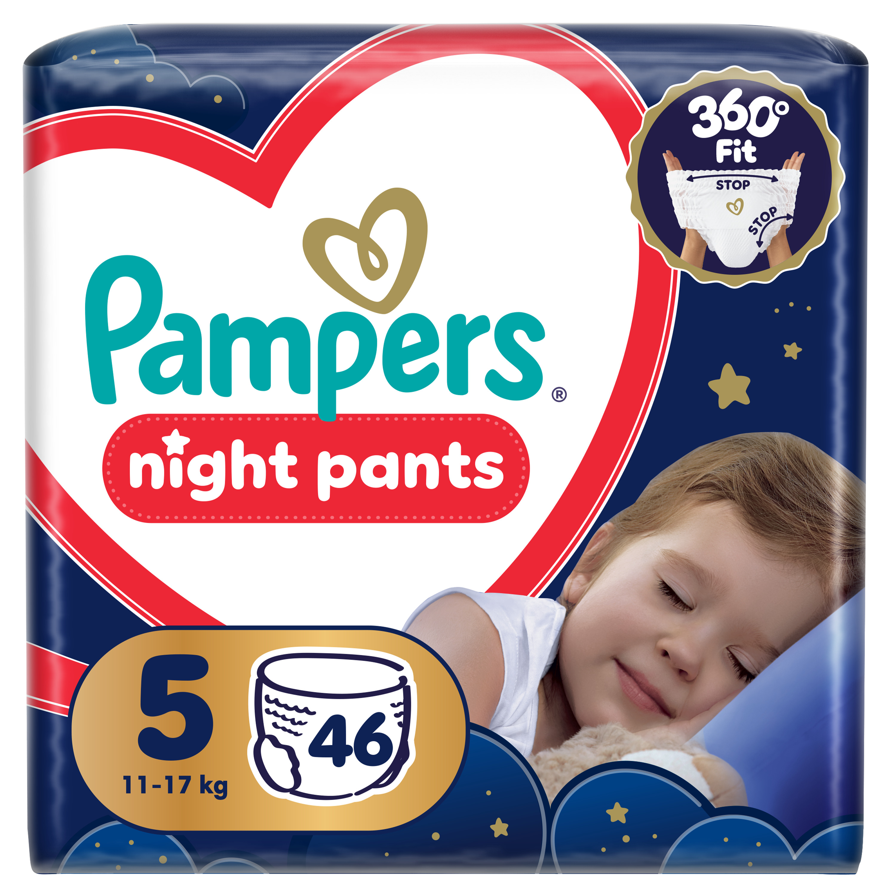PAMPERS Plenkové kalhotky, Pants Night Velikost 5, 46 ks
