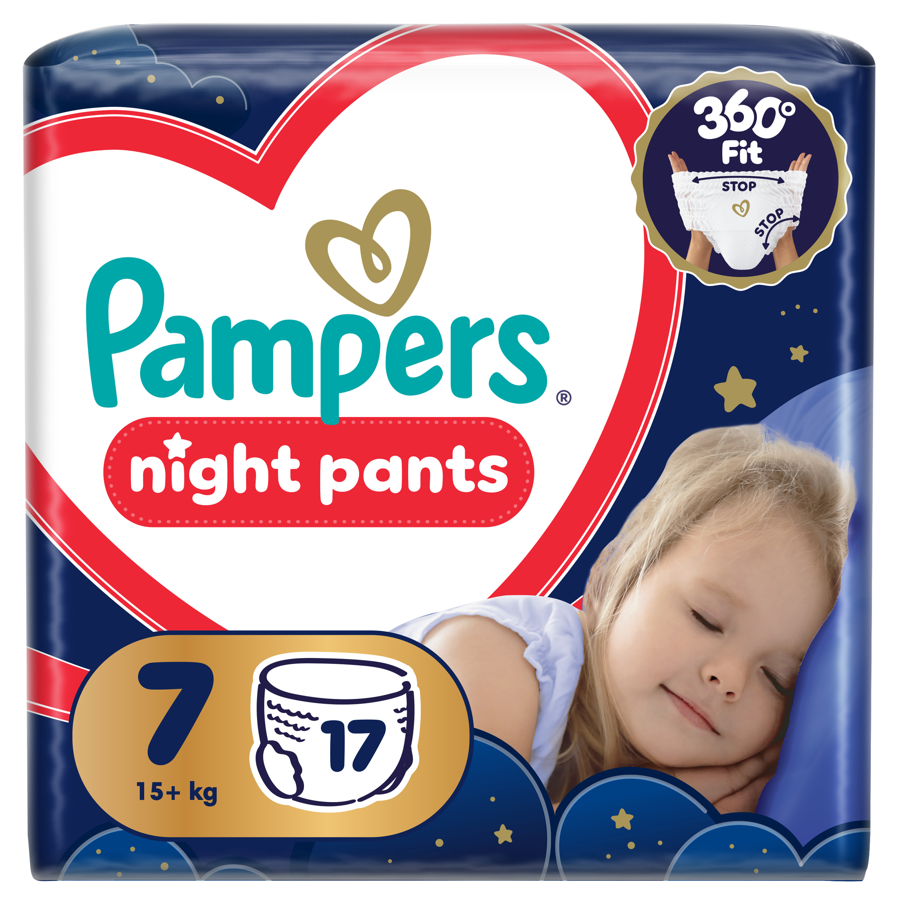 PAMPERS Plenkové Kalhotky, Pants Night velikost 7, 17 ks