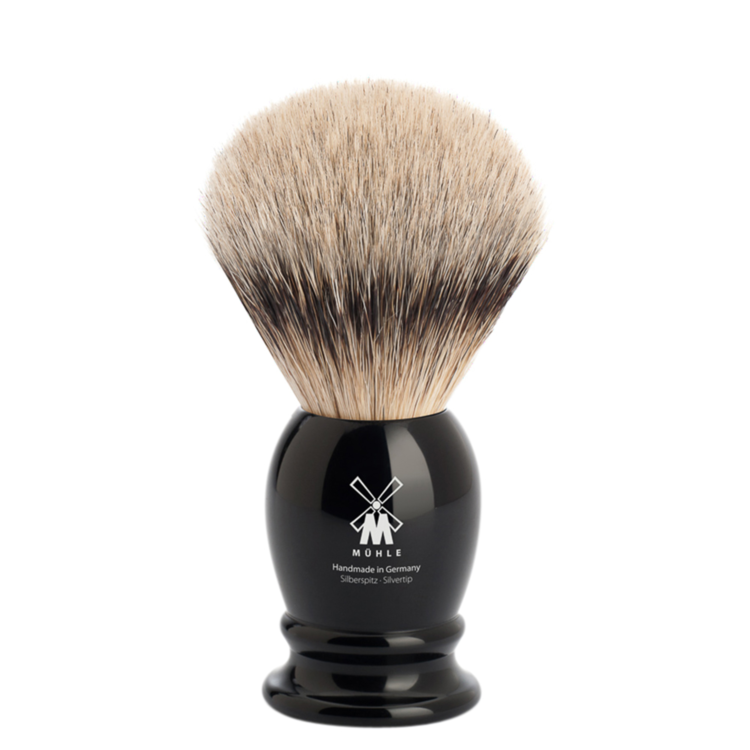 MÜHLE Střední štětka na holení Classic z jezevčích štětin (silvertip badger, černá pryskyřice)