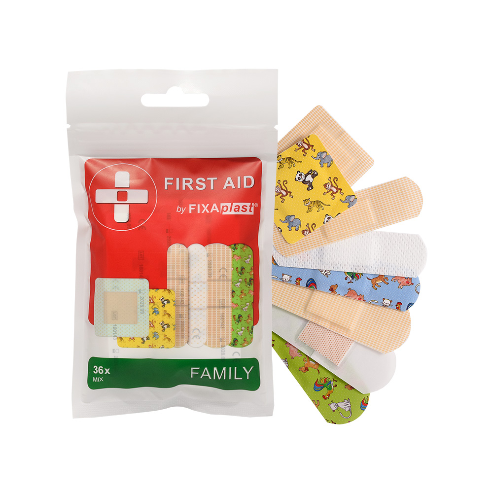 Fotografie FIXAPLAST FIRST AID Family náplast mix 36 ks