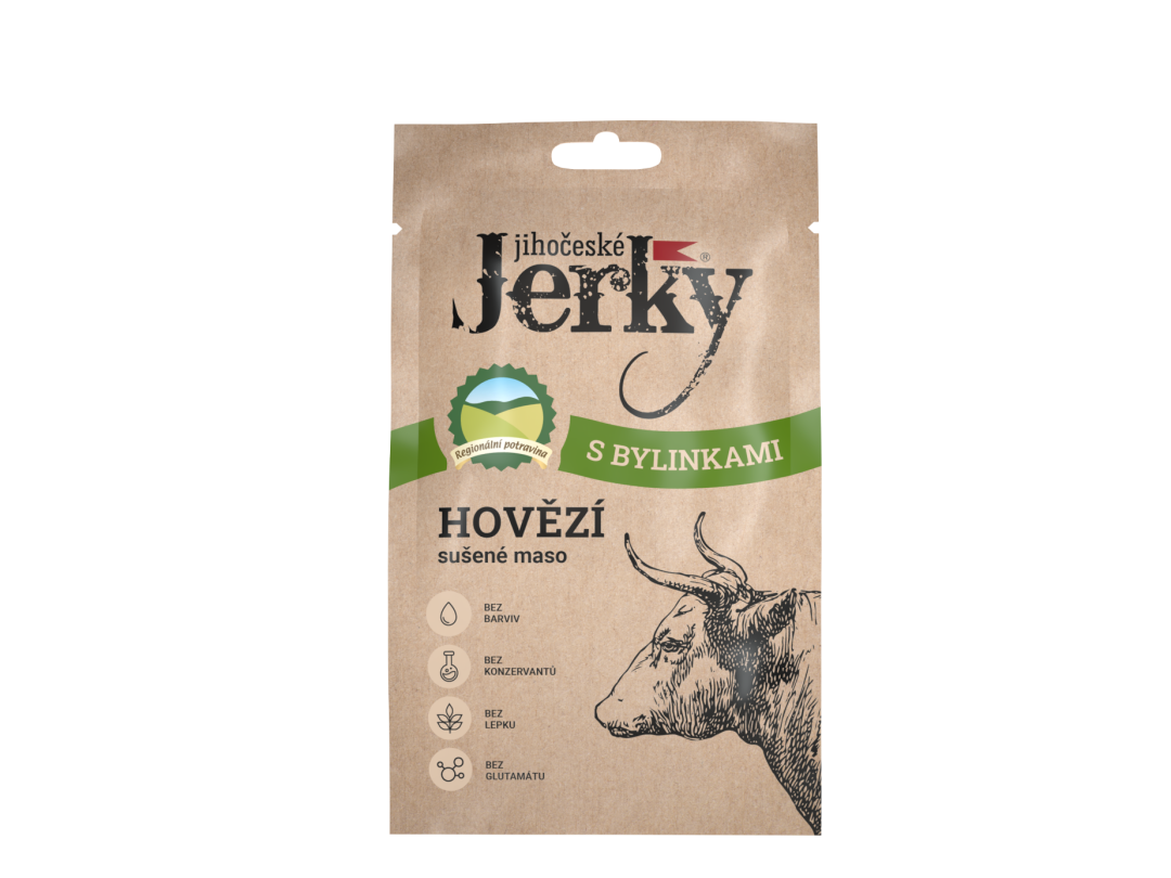 JIHOČESKÉ JERKY Hovězí s bylinkami 20 g