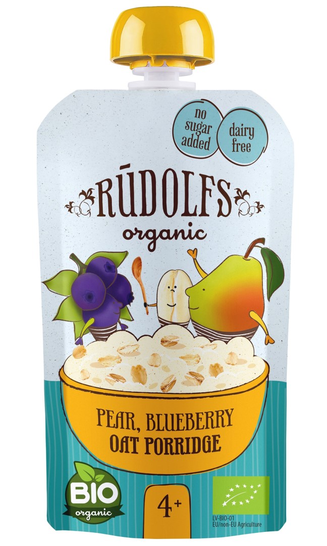 RUDOLFS BIO kapsička Hruška, borůvka, celozrnná ovesná kaše 110 g