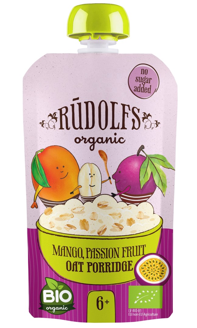 Fotografie Rudolfs Kapsička ovocná s ovesnou kaší mango, mučenka 110 g BIO A132:z69223