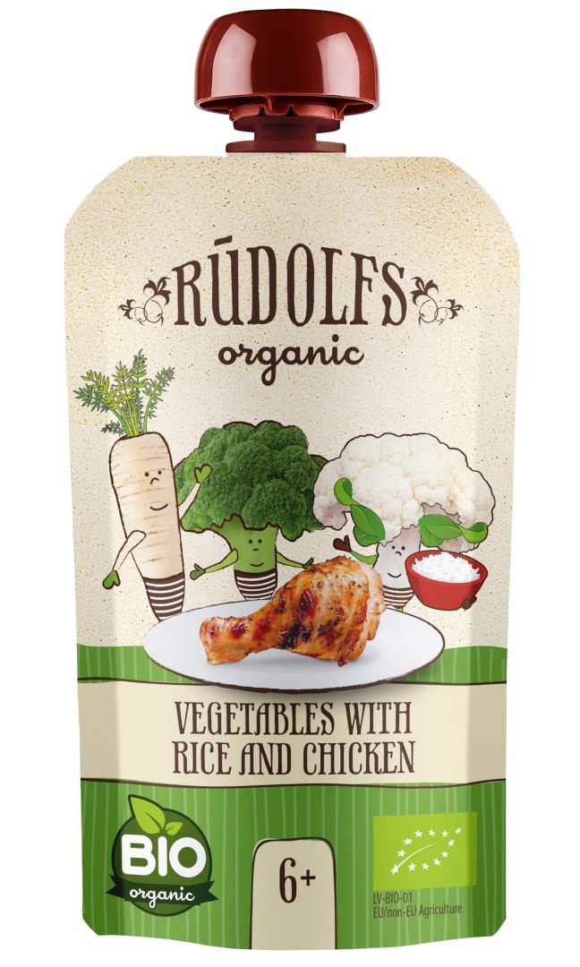 Rudolfs BIO kapsička Zelenina, rýže, kuřecí maso 110 g
