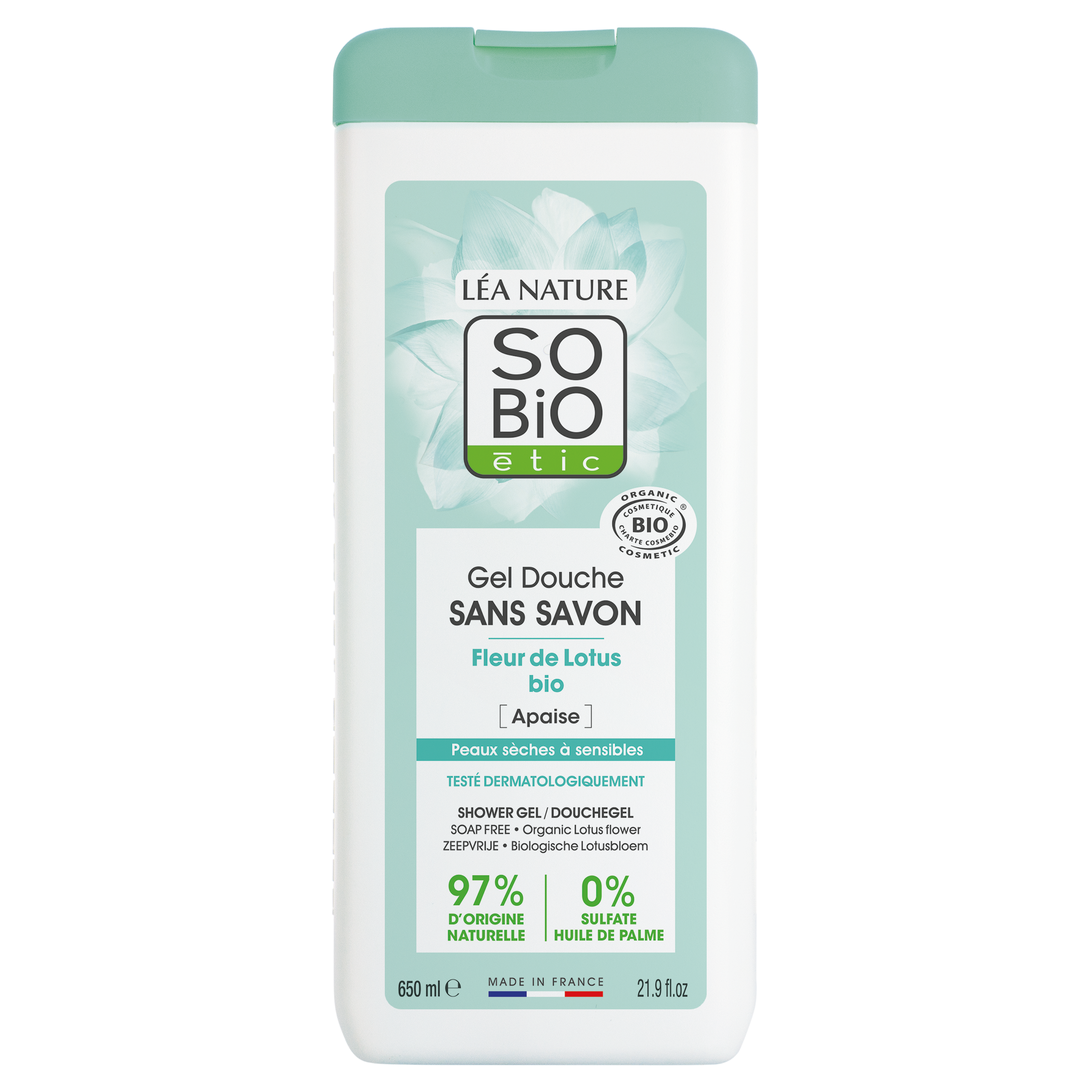 Fotografie SO´BIO ÉTIC Gel sprchový bez mýdla s lotosovým květem BIO 650 ml