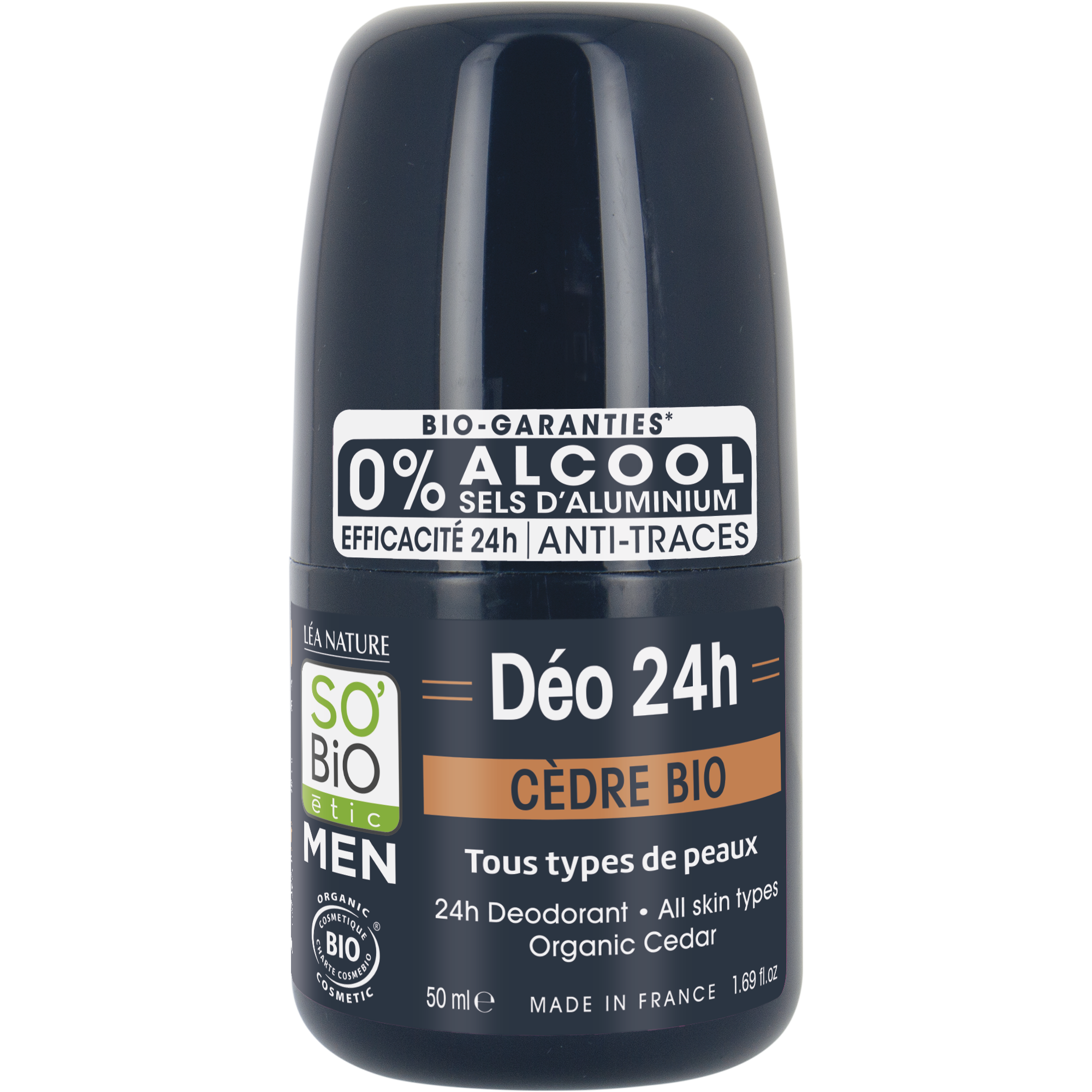 SO´BIO ÉTIC Deodorant roll-on 24h men - Cedr BIO 50 ml