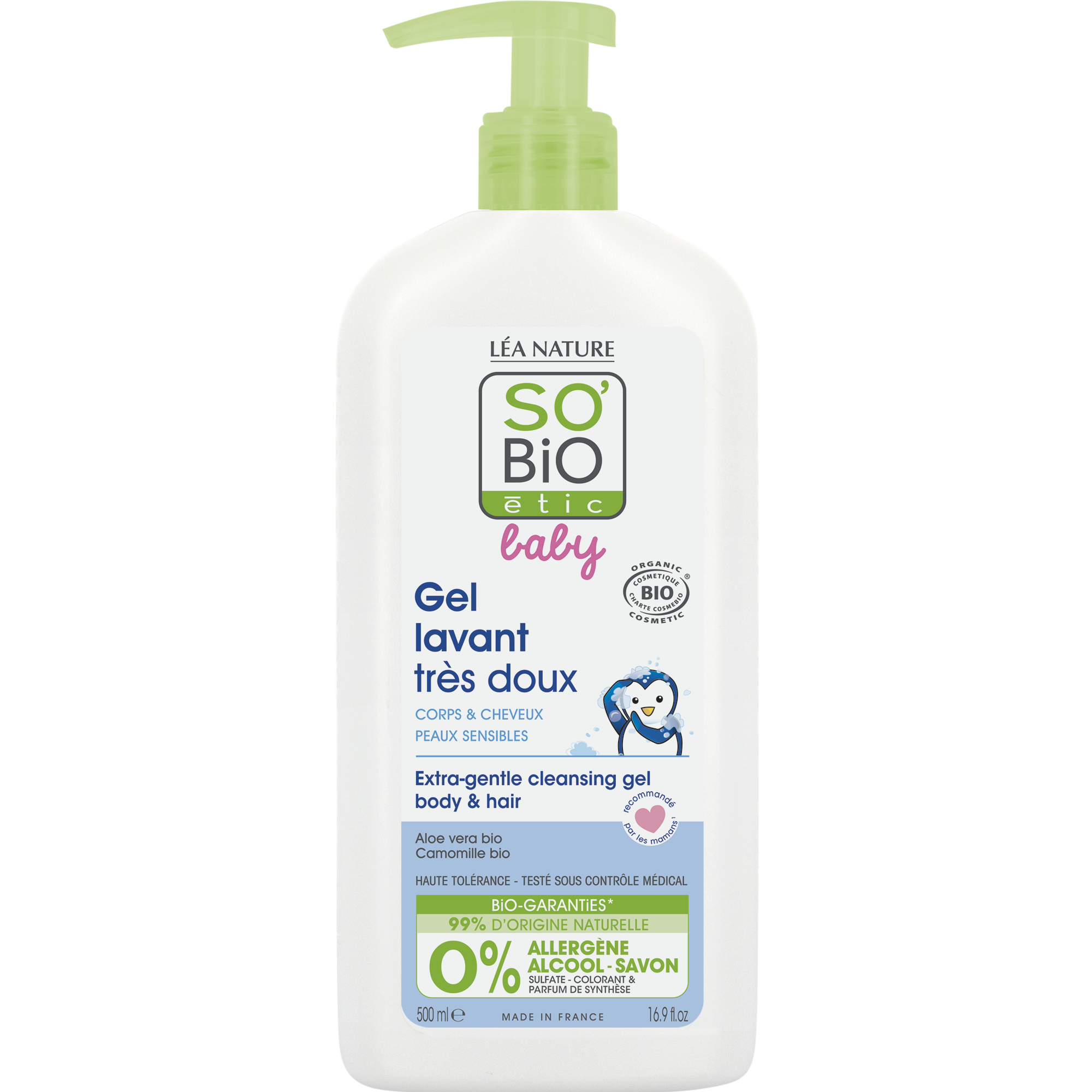 SO´BIO ÉTIC Baby Gel mycí pro děti - extra jemný na tělo i vlasy bio 500 ml