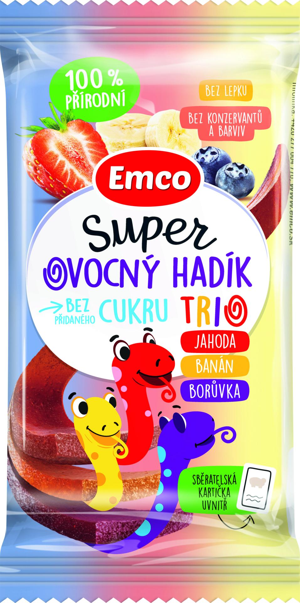 EMCO Super ovocný hadík Trio jahoda/banán/borůvka 20 g
