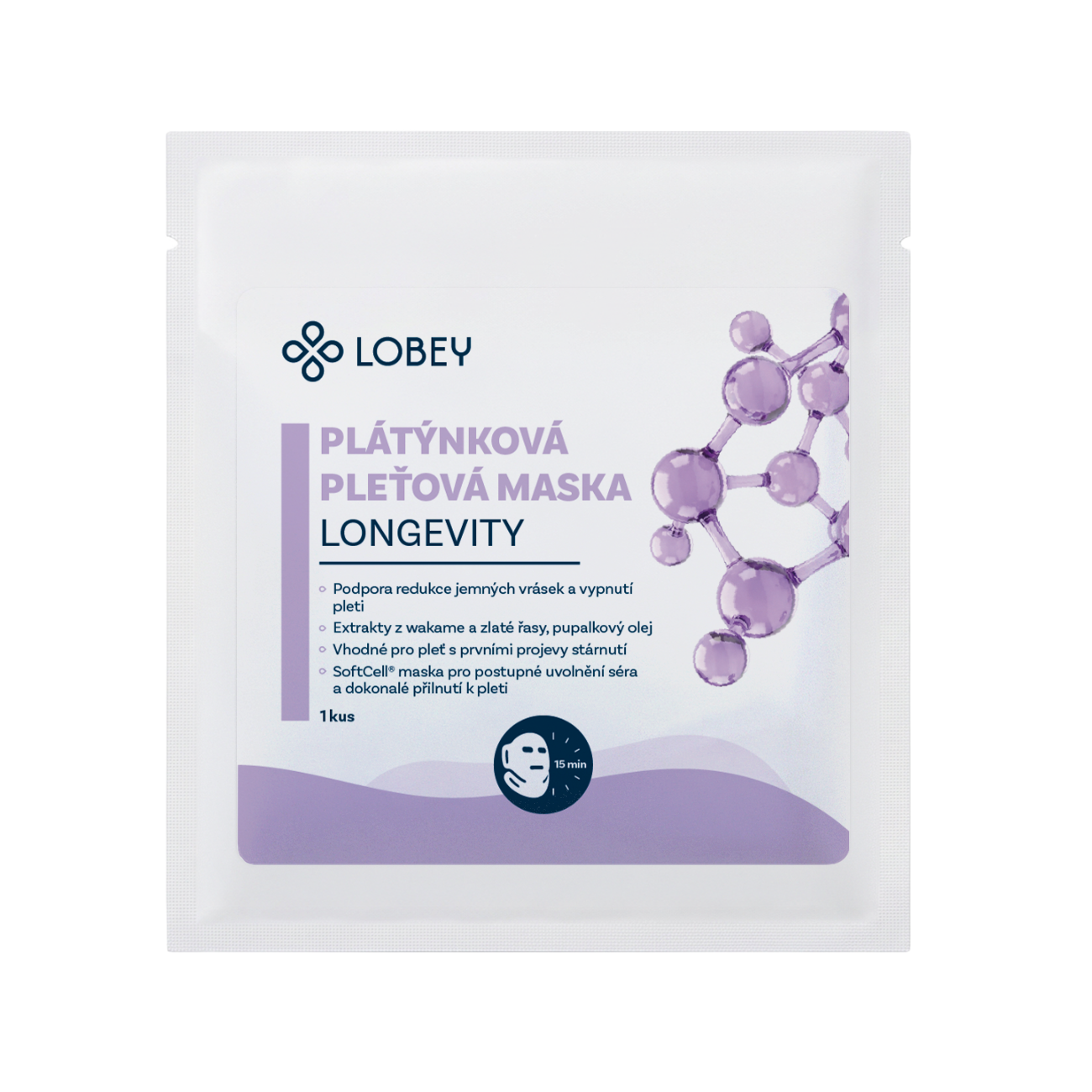 LOBEY Anti-age plátýnková maska na pleť Longevity