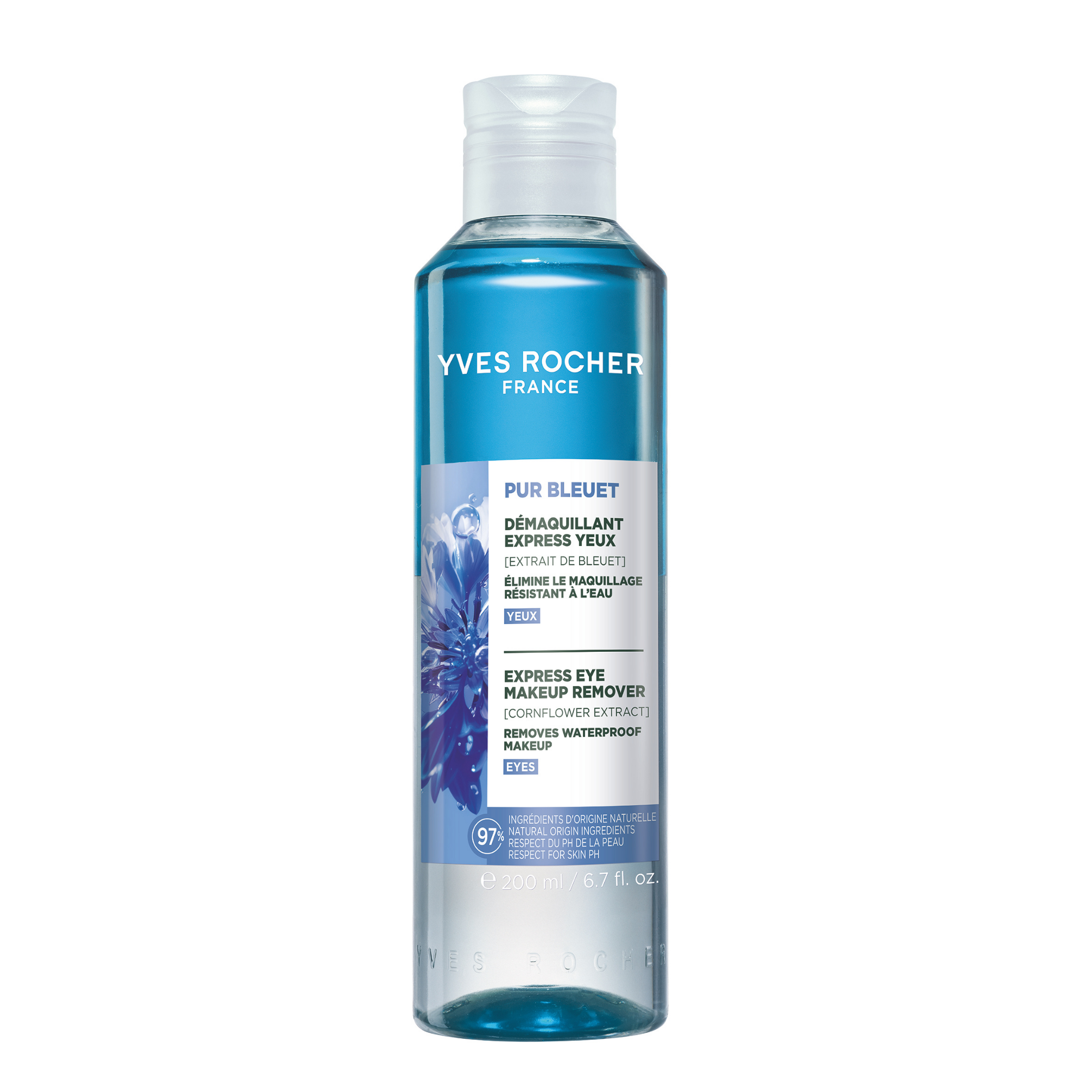 Fotografie YVES ROCHER Pur Bleuet Expresní odličovač na oči s chrpou 200 ml